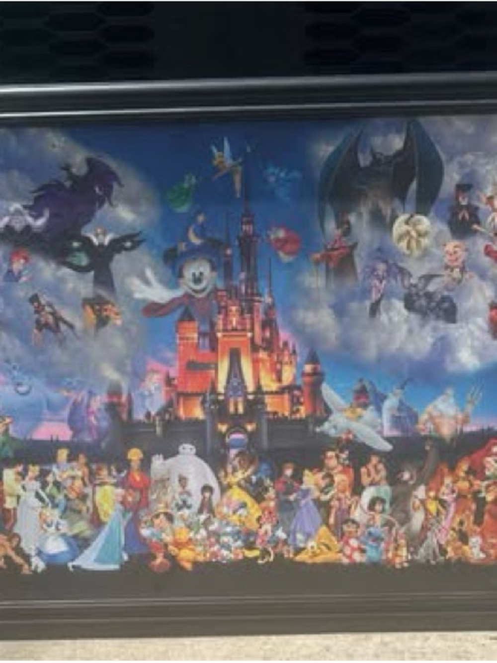 Disney Castle Collage Wall Art Print - Blue, Orange, Black